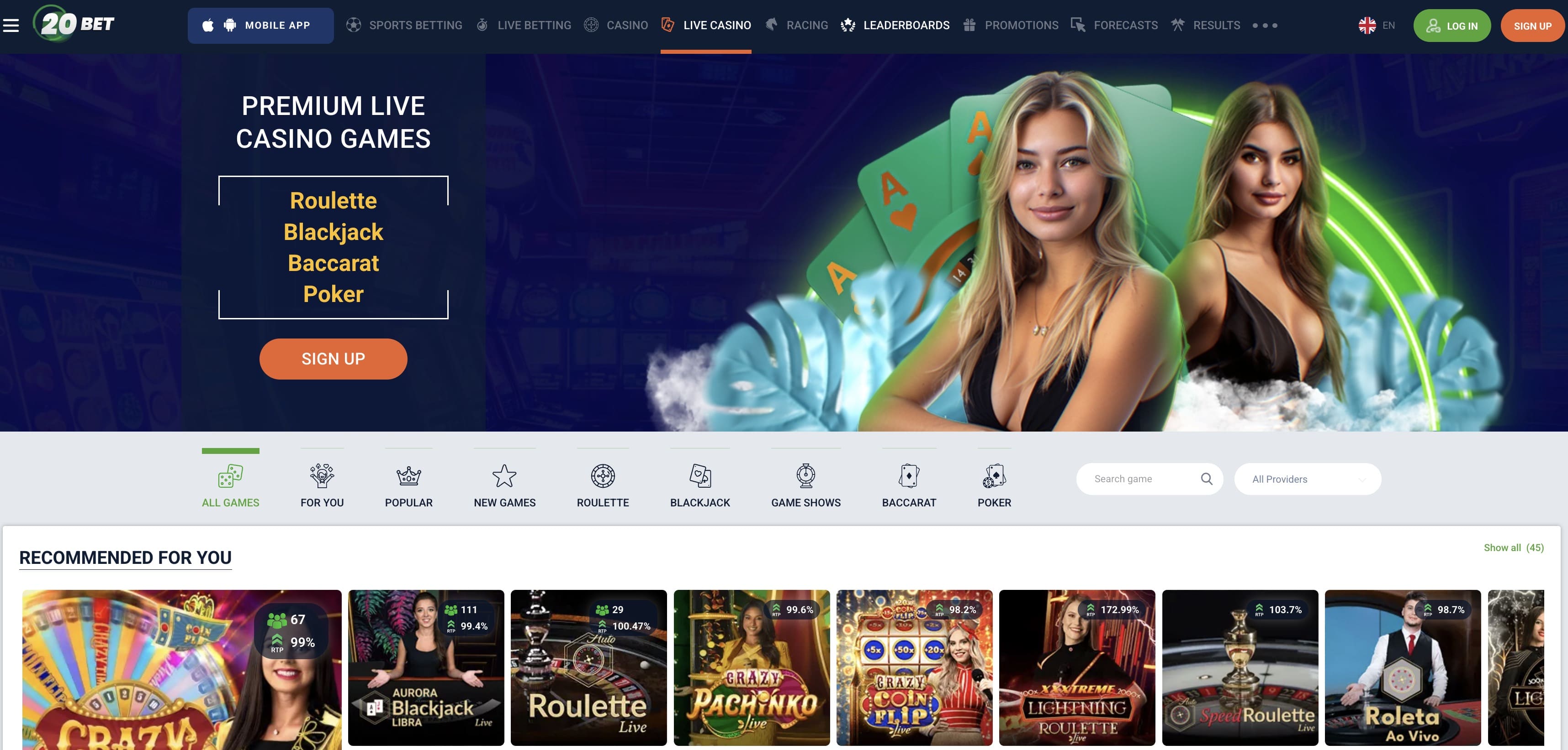 20Bet 라이브 카지노 사이트 20Bet 라이브 카지노